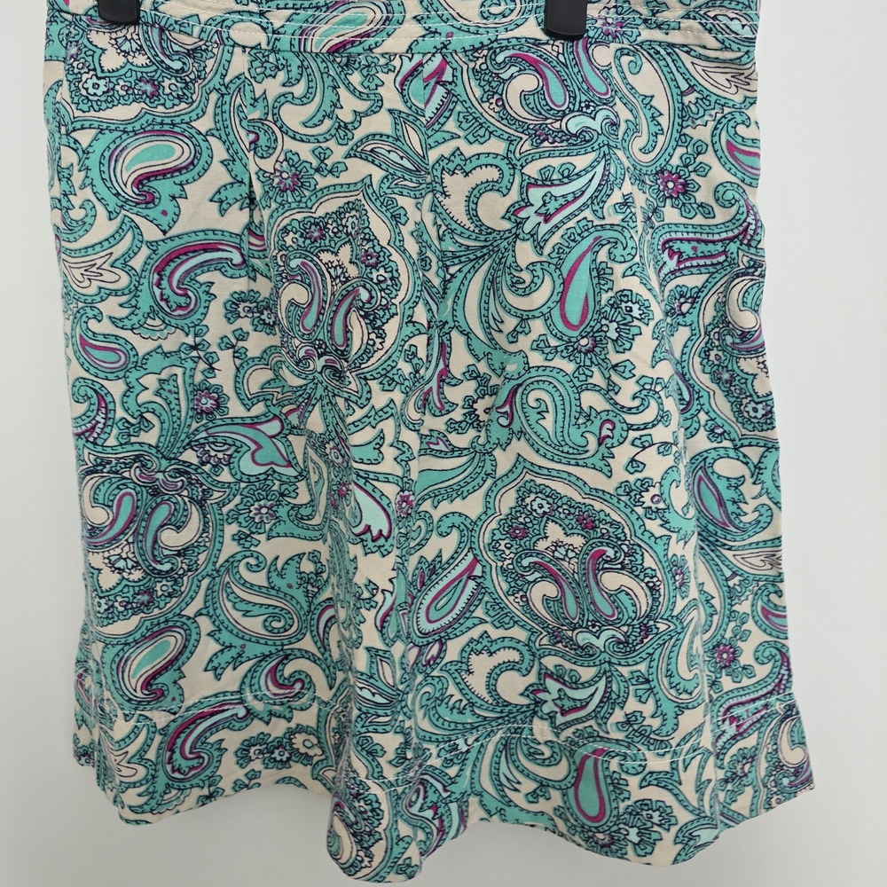 LOFT Teal and Cream Paisley Skirt